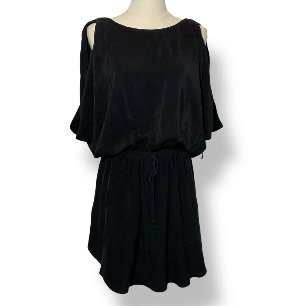 Aritzia Wilfred Dress Silk Black Backless Midi Loose Fit Size Small
